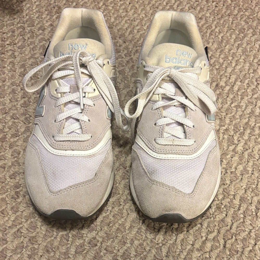 New Balance Beige and White Sneakers